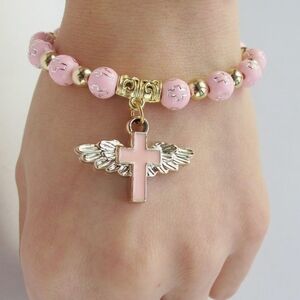 Cross angel wing bracelet